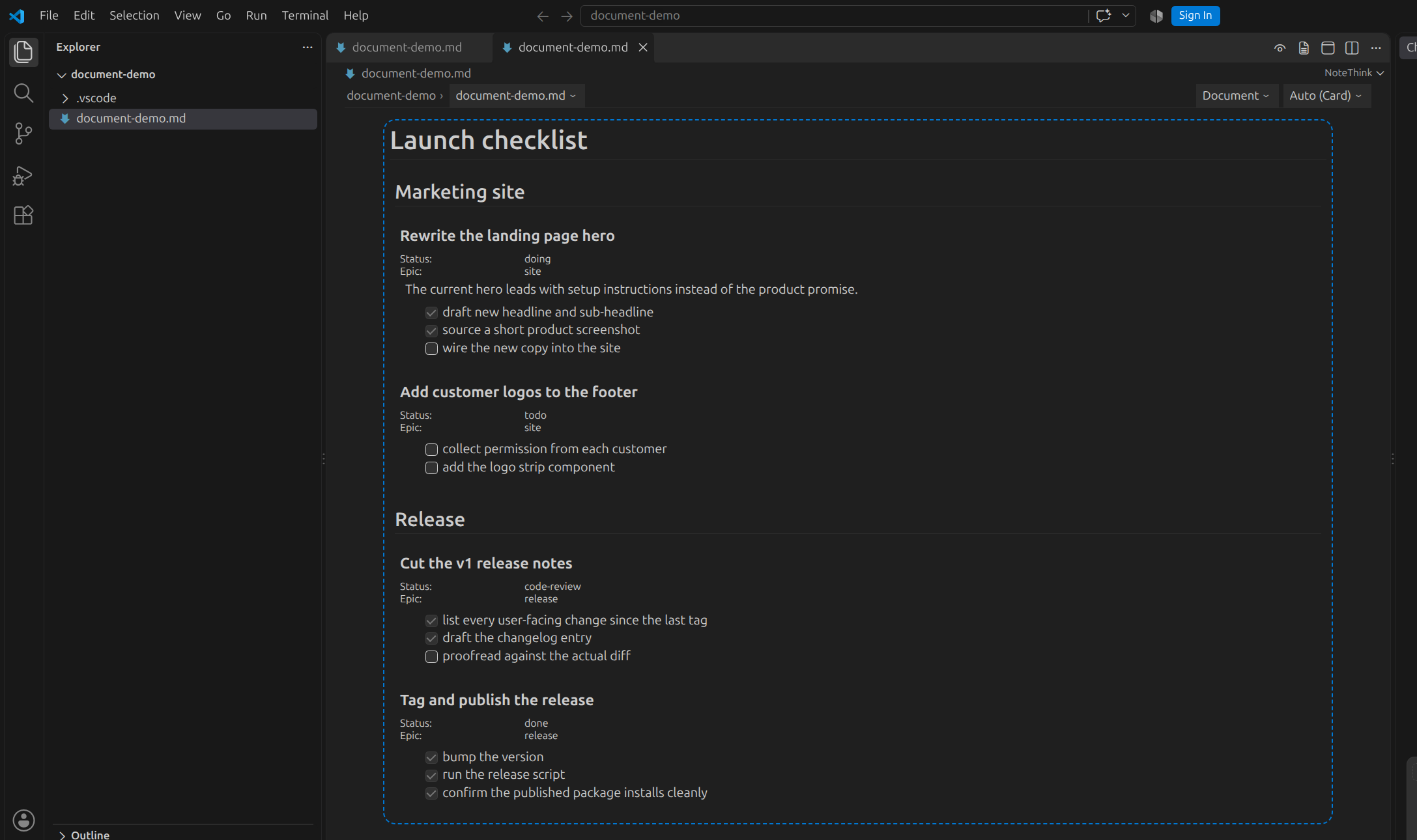 Document view
